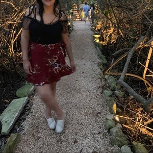 Shein maroon floral skirt